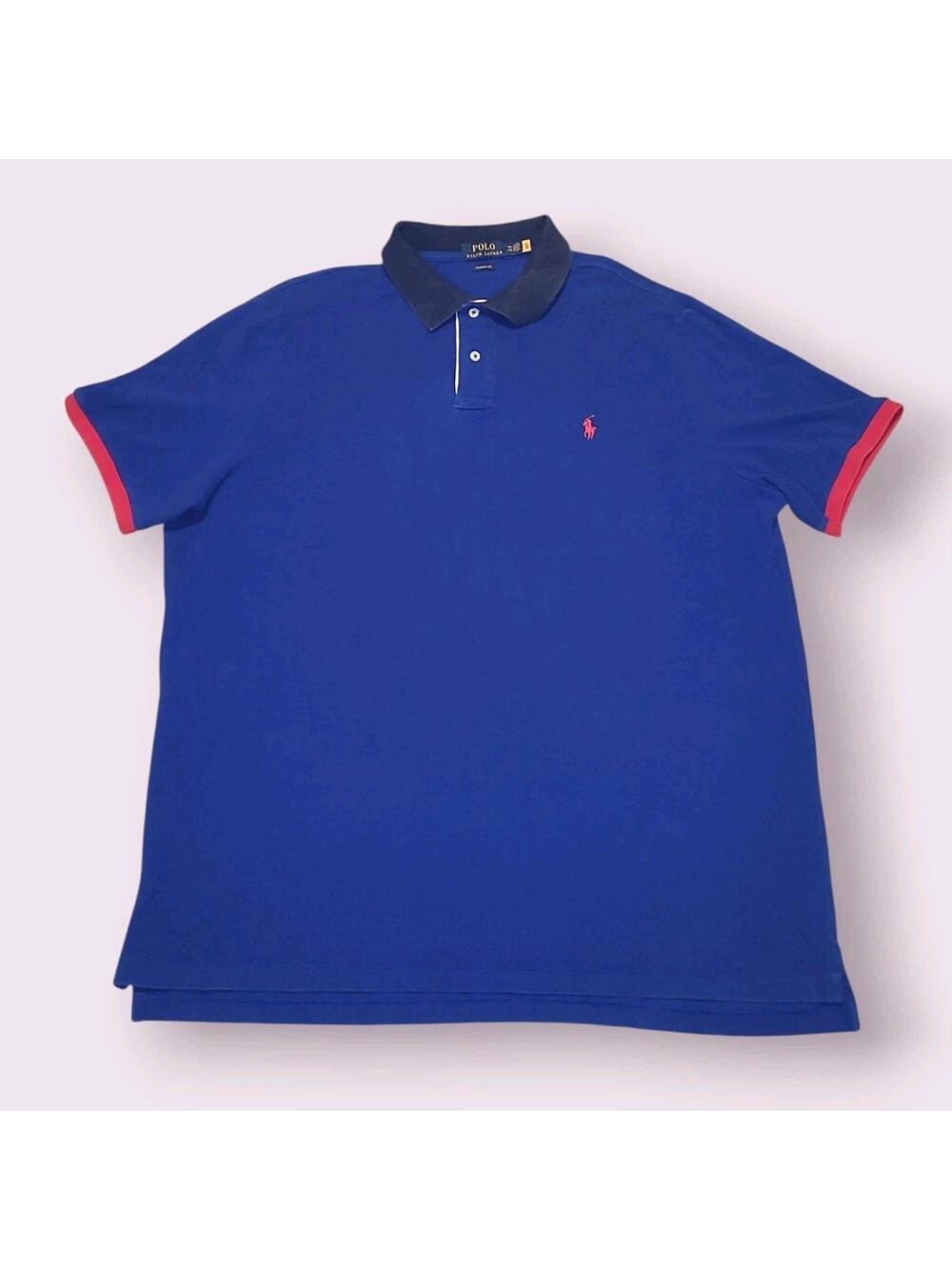 Polo Ralph Lauren Blue Shirt Red Trim XXL Classic Fit
